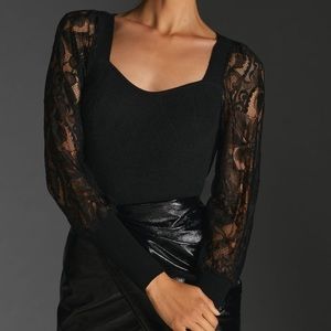 NWT by Anthropologie Lace Sleeve Sweater Sz small